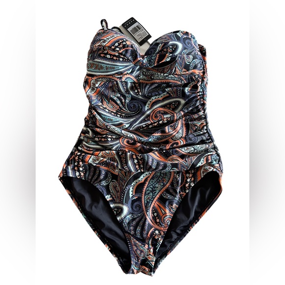 RELLECIGA one piece strapless paisley swimsuit size medium NWT - Picture 9 of 11